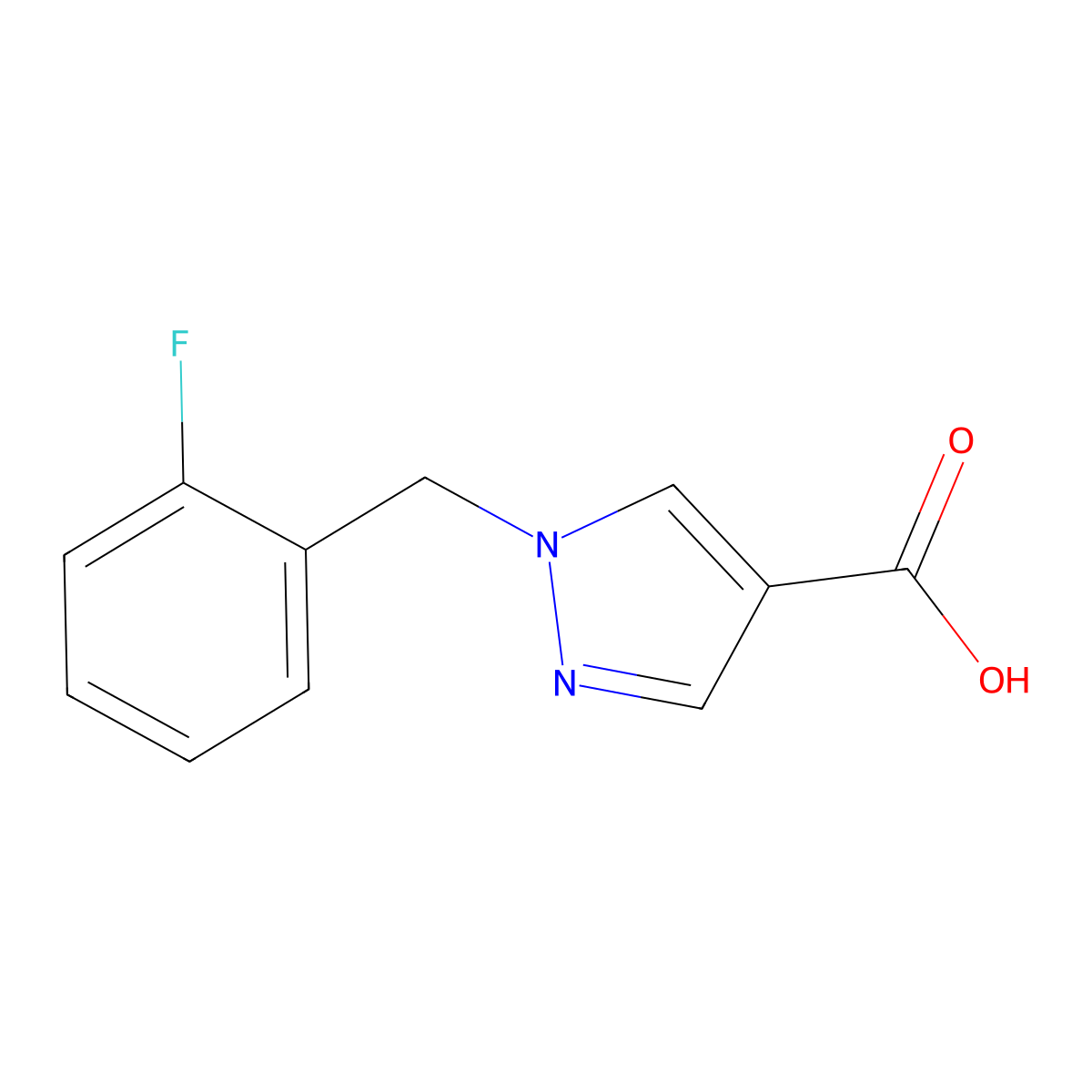 1-(2-Fluorobenzyl)-1H-pyrazole-4-carboxylic acid molecular structure, CAS 1153368-52-5