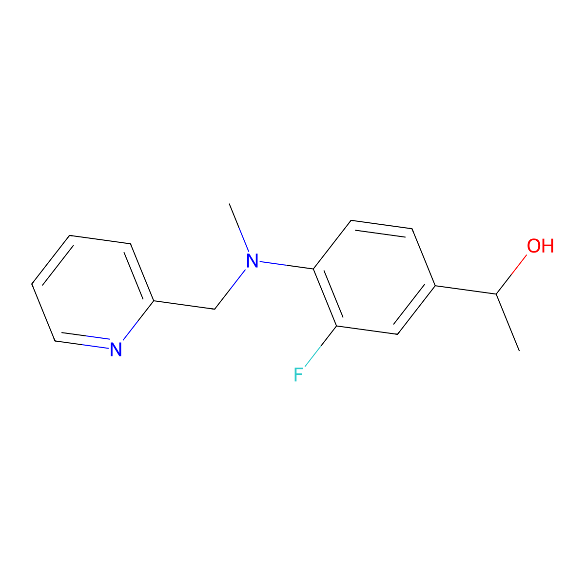 1-{3-Fluoro-4-[methyl(pyridin-2-ylmethyl)amino]phenyl}ethan-1-ol molecular structure, CAS 1153369-70-0