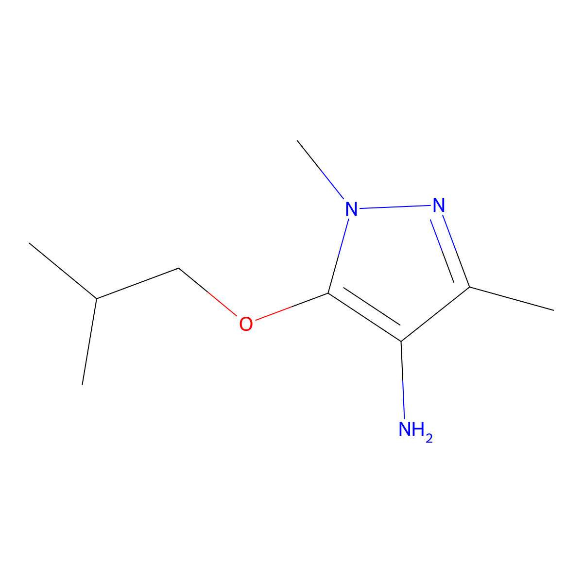 1,3-Dimethyl-5-(2-methylpropoxy)-1H-pyrazol-4-amine molecular structure, CAS 1153369-84-6