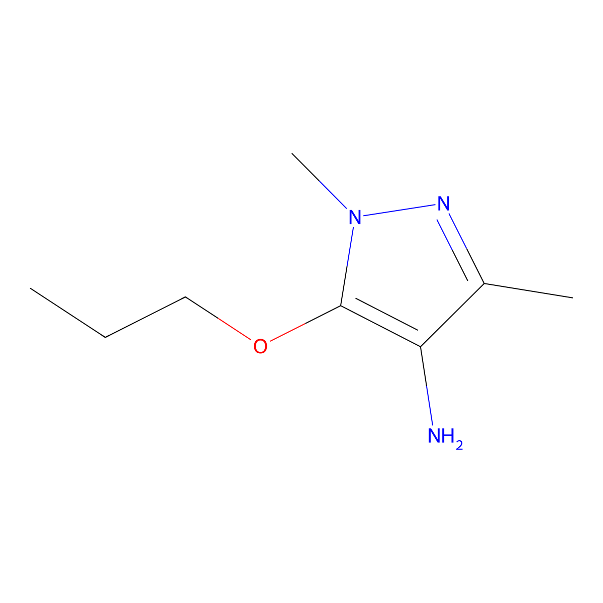 1,3-Dimethyl-5-propoxy-1H-pyrazol-4-amine molecular structure, CAS 1153370-37-6