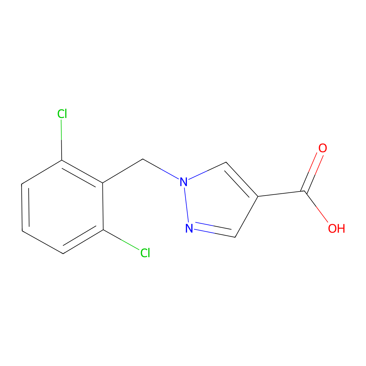 1-(2,6-dichlorobenzyl)-1H-pyrazole-4-carboxylic acid molecular structure, CAS 1153372-72-5