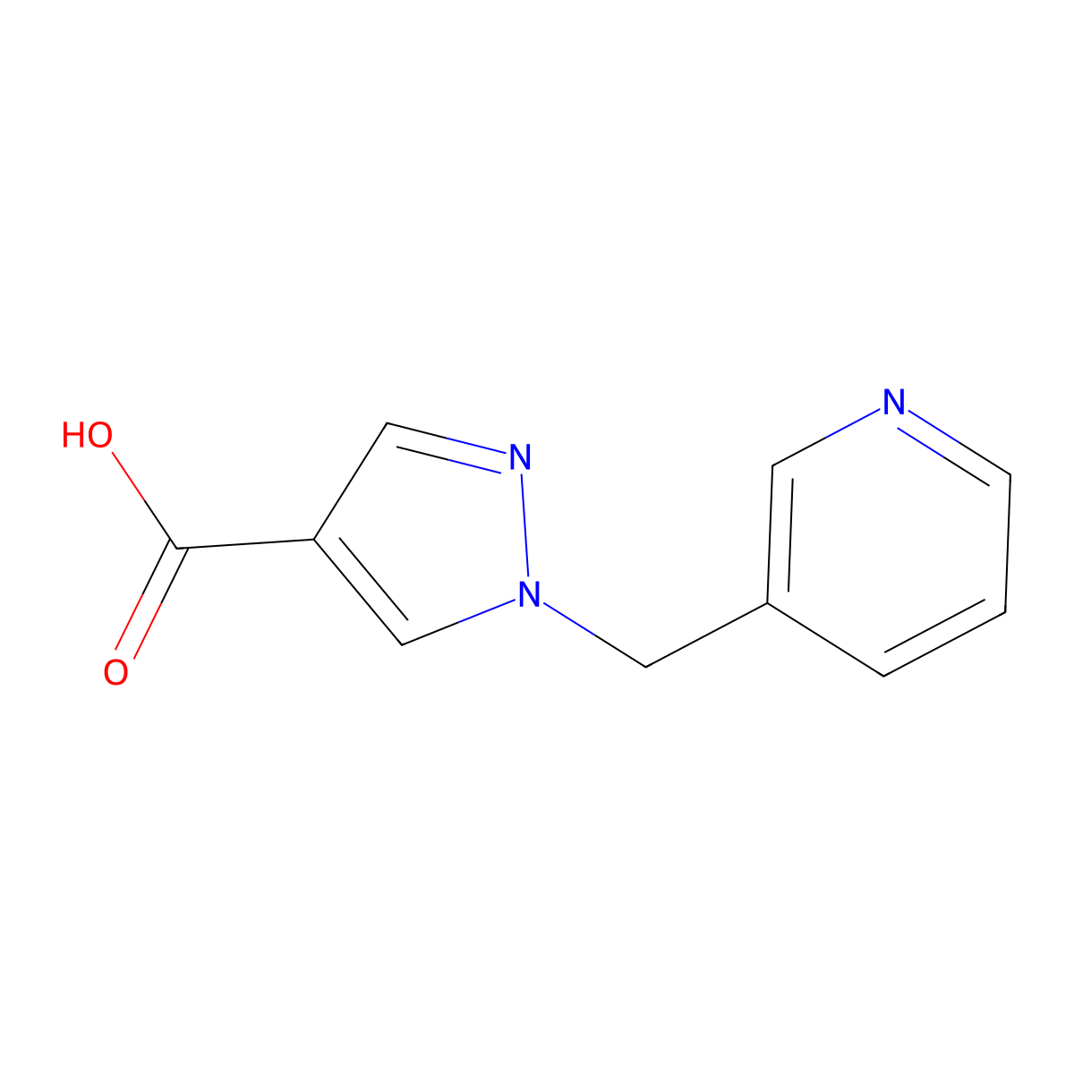 1-(Pyridin-3-ylmethyl)-1H-pyrazole-4-carboxylic acid molecular structure, CAS 1153373-34-2