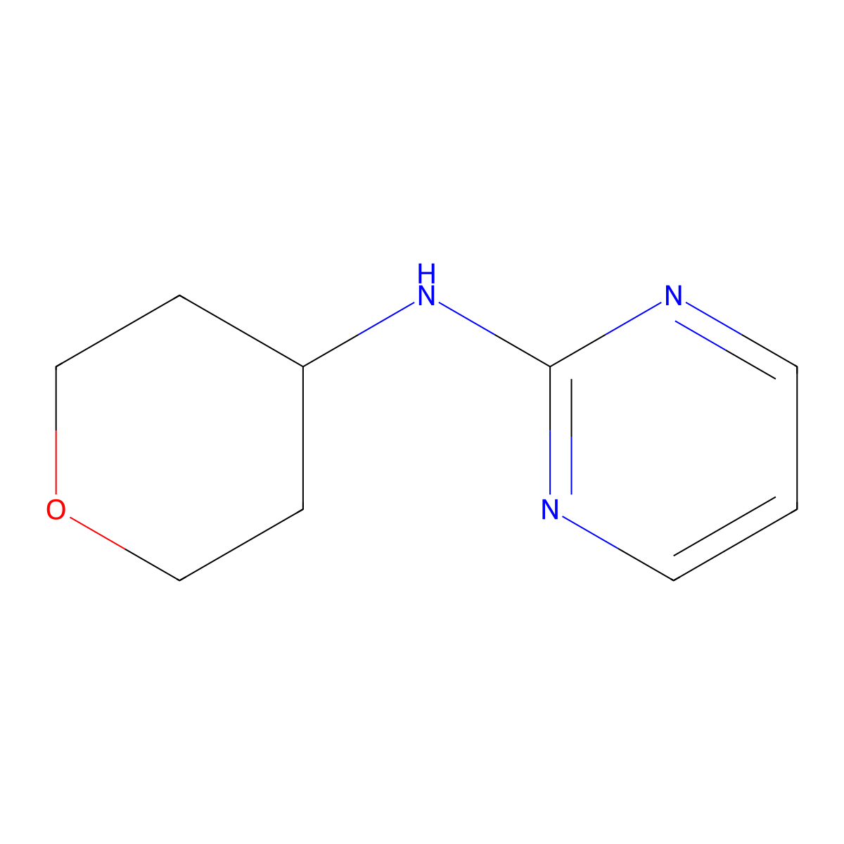 N-(oxan-4-yl)pyrimidin-2-amine molecular structure, CAS 1153379-19-1