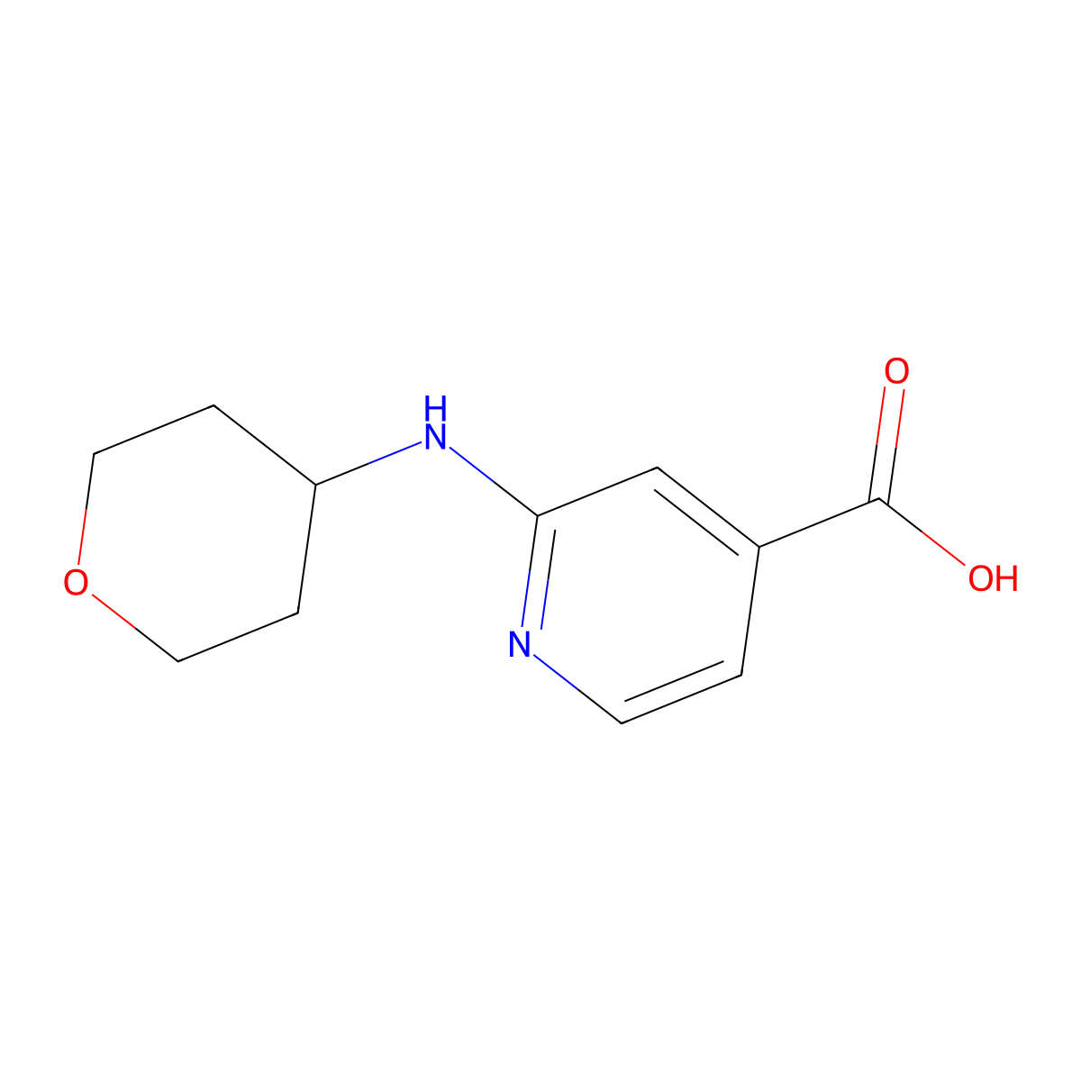 2-(Tetrahydro-2H-pyran-4-ylamino)isonicotinic acid molecular structure, CAS 1153379-90-8