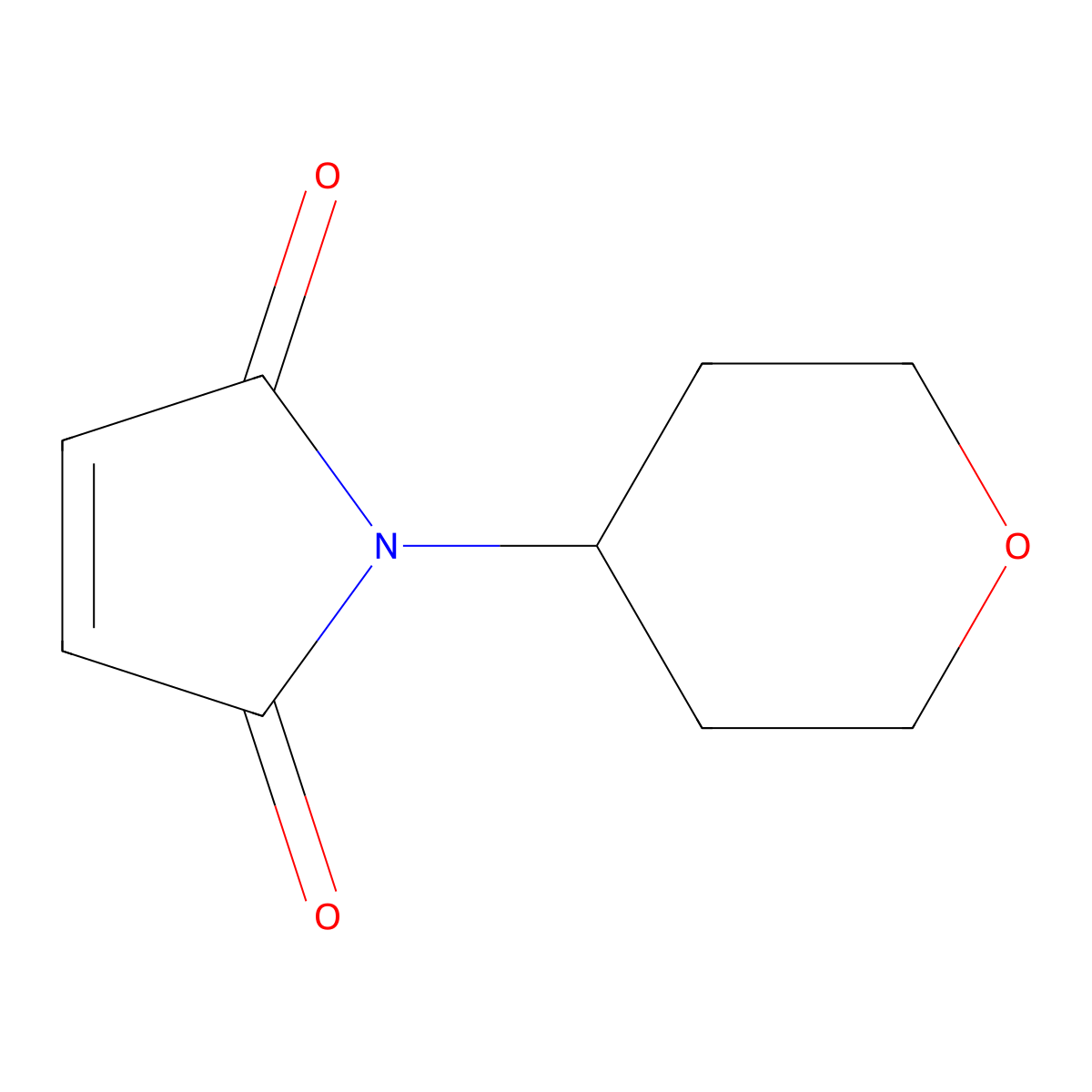 1-(oxan-4-yl)-2,5-dihydro-1H-pyrrole-2,5-dione molecular structure, CAS 1153384-12-3