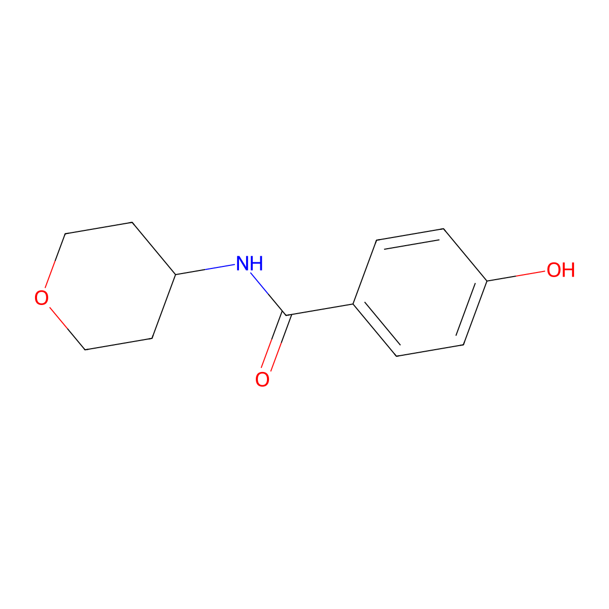 4-hydroxy-N-(oxan-4-yl)benzamide molecular structure, CAS 1153384-54-3