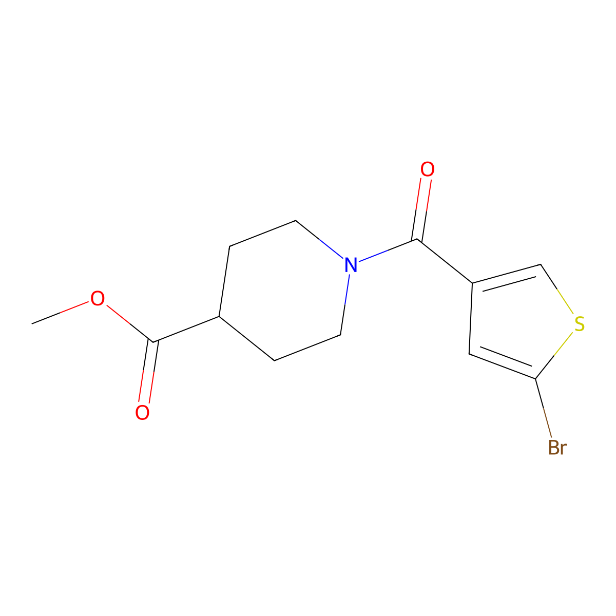 Methyl 1-(5-bromothiophene-3-carbonyl)piperidine-4-carboxylate molecular structure, CAS 1153390-81-8