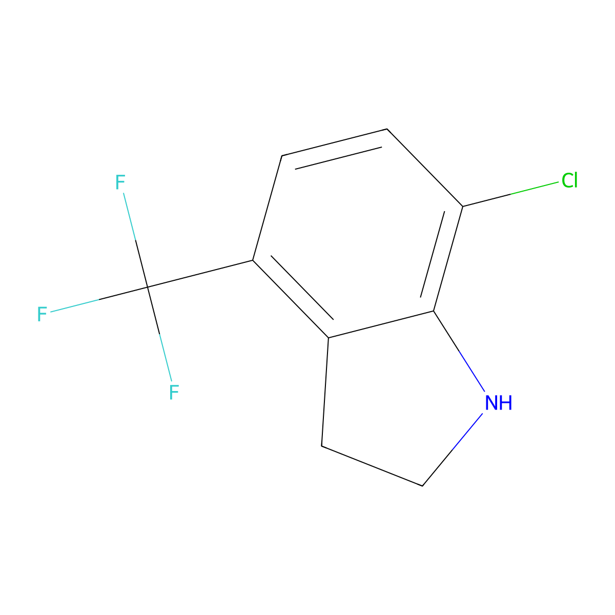 7-chloro-4-(trifluoromethyl)-2,3-dihydro-1H-indole molecular structure, CAS 1153392-34-7