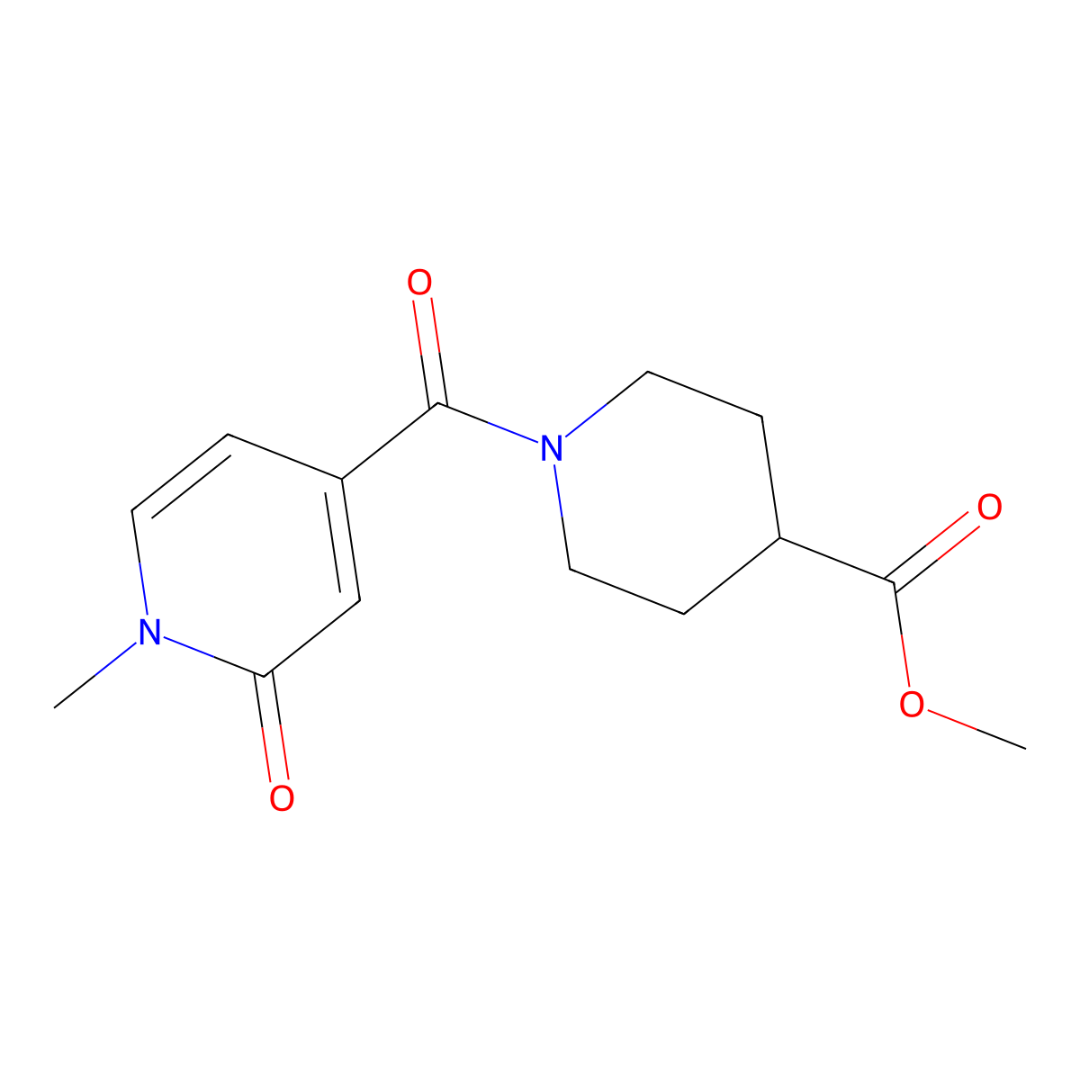 Methyl 1-(1-methyl-2-oxo-1,2-dihydropyridine-4-carbonyl)piperidine-4-carboxylate molecular structure, CAS 1153394-34-3
