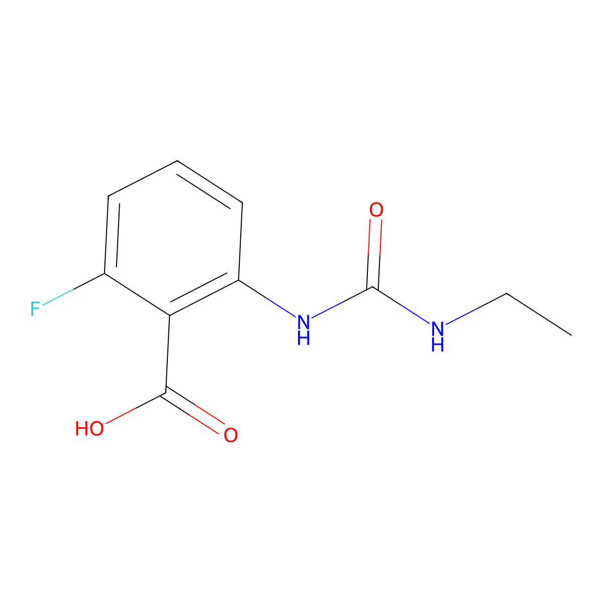 2-[(Ethylcarbamoyl)amino]-6-fluorobenzoic acid molecular structure, CAS 1153395-12-0