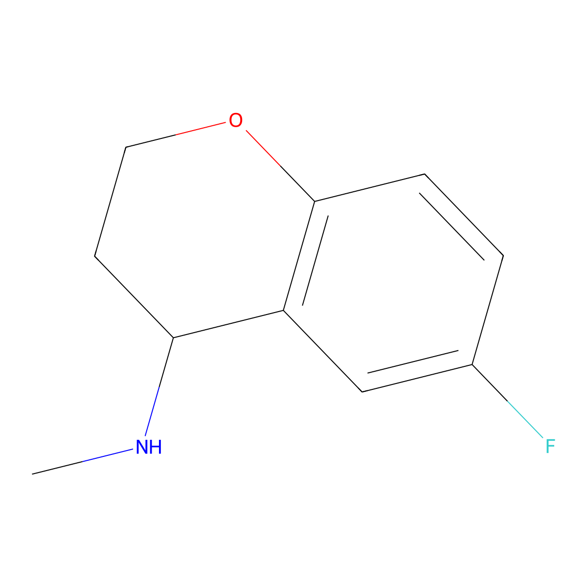 6-fluoro-N-methyl-3,4-dihydro-2H-1-benzopyran-4-amine molecular structure, CAS 1153404-07-9