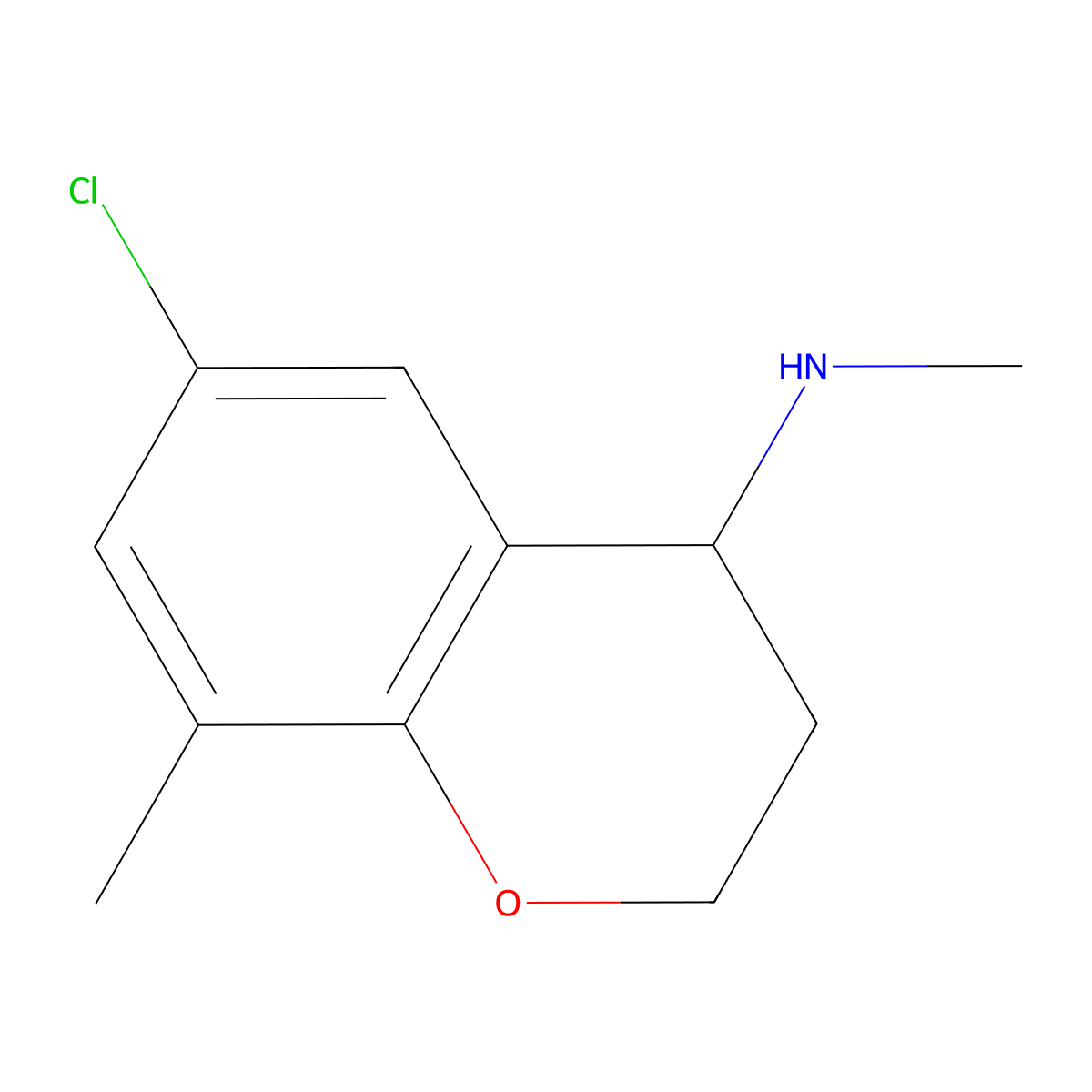 6-chloro-N,8-dimethyl-3,4-dihydro-2H-1-benzopyran-4-amine molecular structure, CAS 1153404-46-6