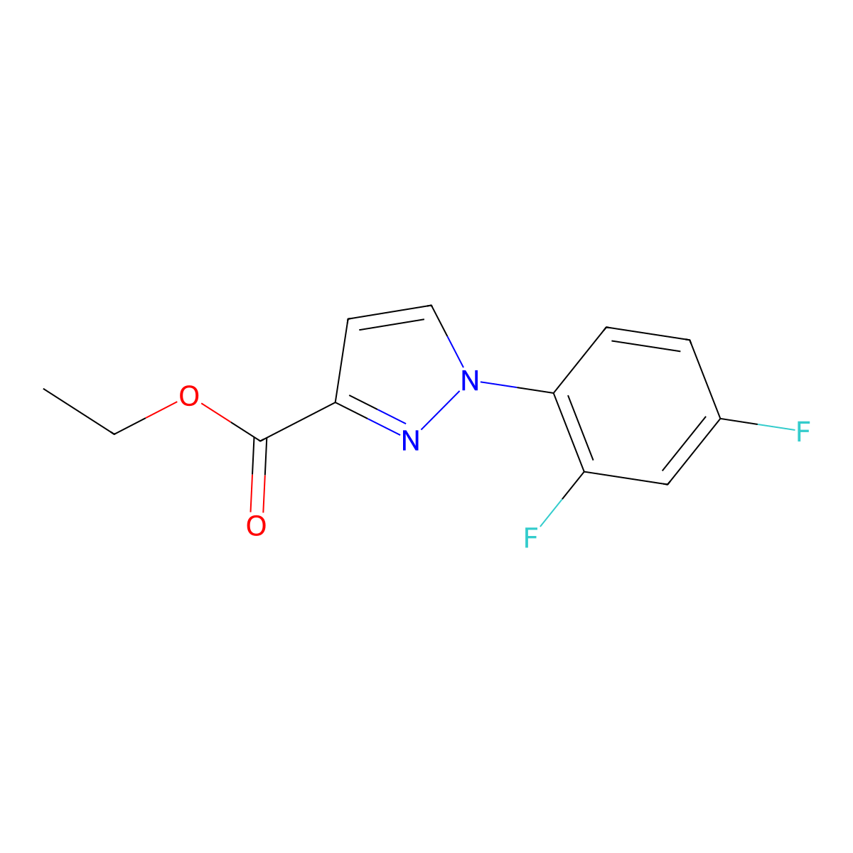 ethyl 1-(2,4-difluorophenyl)-1H-pyrazole-3-carboxylate molecular structure, CAS 115342-21-7