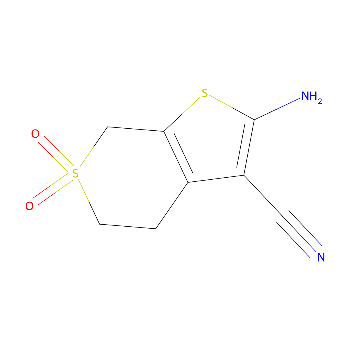 2-amino-6,6-dioxo-4H,5H,7H-6lambda6-thieno[2,3-c]thiopyran-3-carbonitrile molecular structure, CAS 1153420-28-0