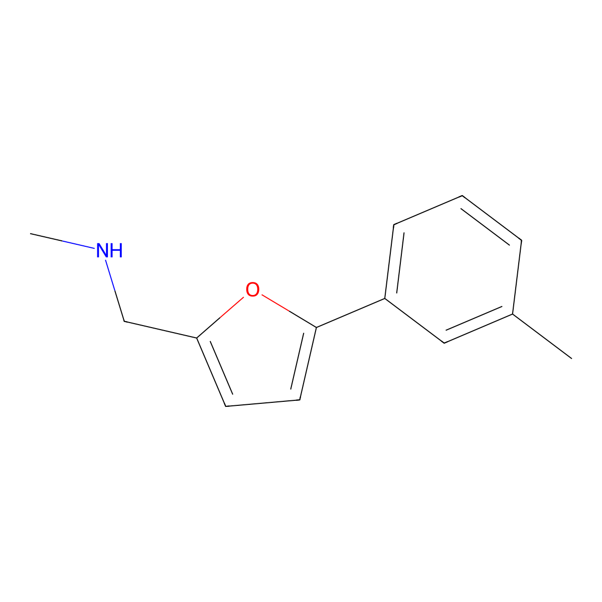 N-Methyl-1-(5-(m-tolyl)furan-2-yl)methanamine molecular structure, CAS 1153423-09-6
