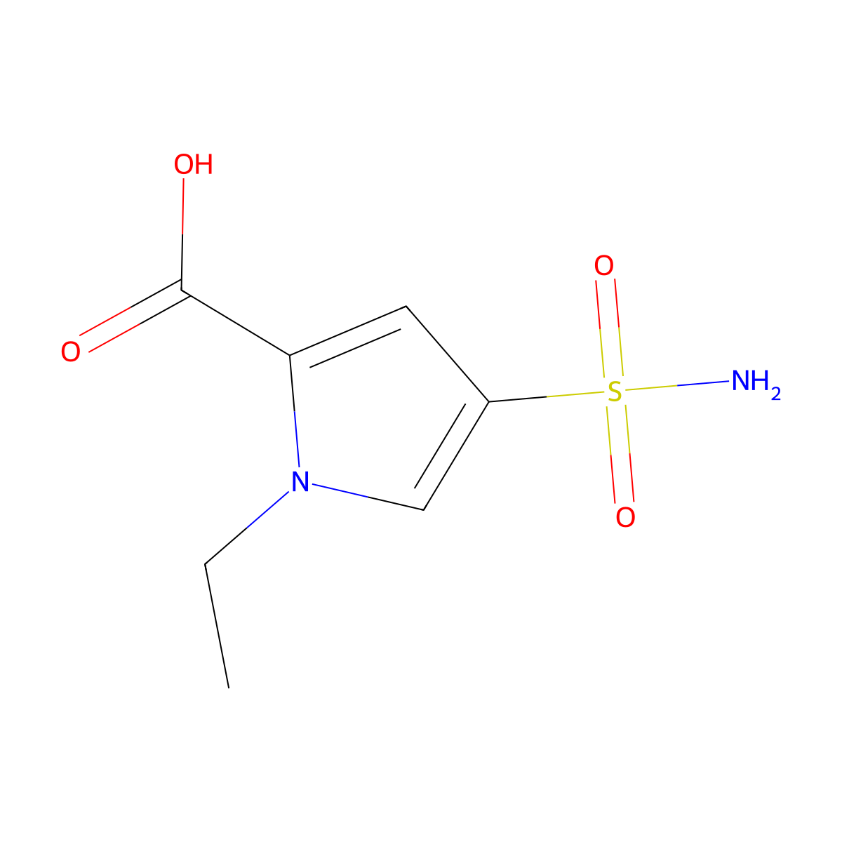 1-ethyl-4-sulfamoyl-1H-pyrrole-2-carboxylic acid molecular structure, CAS 1153423-32-5