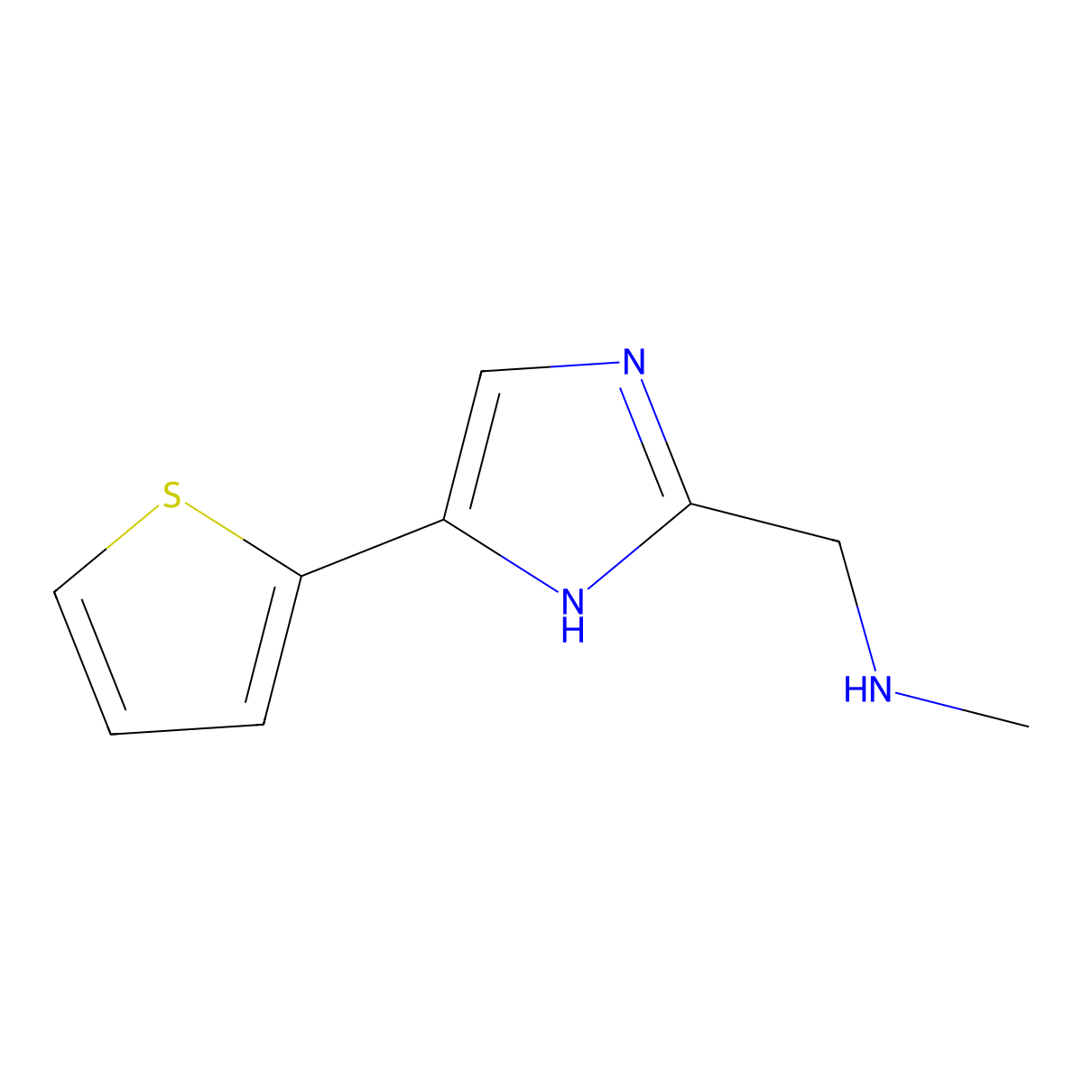 methyl({[5-(thiophen-2-yl)-1H-imidazol-2-yl]methyl})amine molecular structure, CAS 1153423-81-4