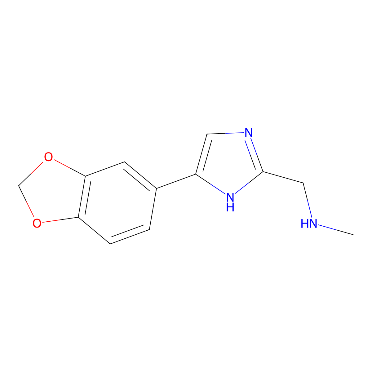 {[4-(1,3-dioxaindan-5-yl)-1H-imidazol-2-yl]methyl}(methyl)amine molecular structure, CAS 1153426-89-1