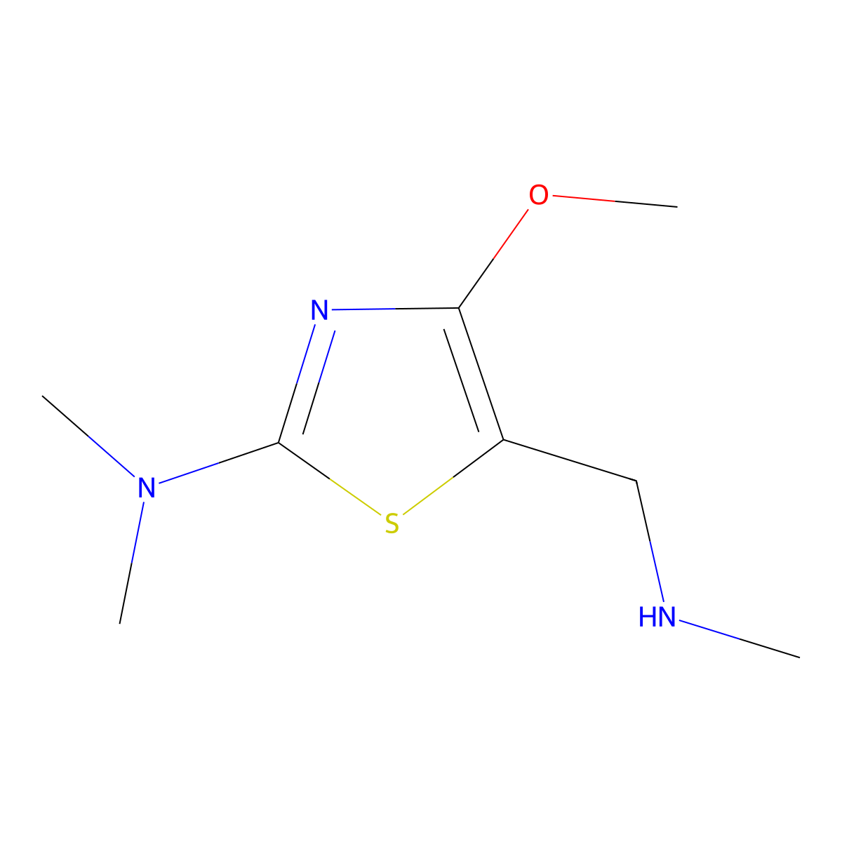4-Methoxy-N,N-dimethyl-5-((methylamino)methyl)thiazol-2-amine molecular structure, CAS 1153432-34-8