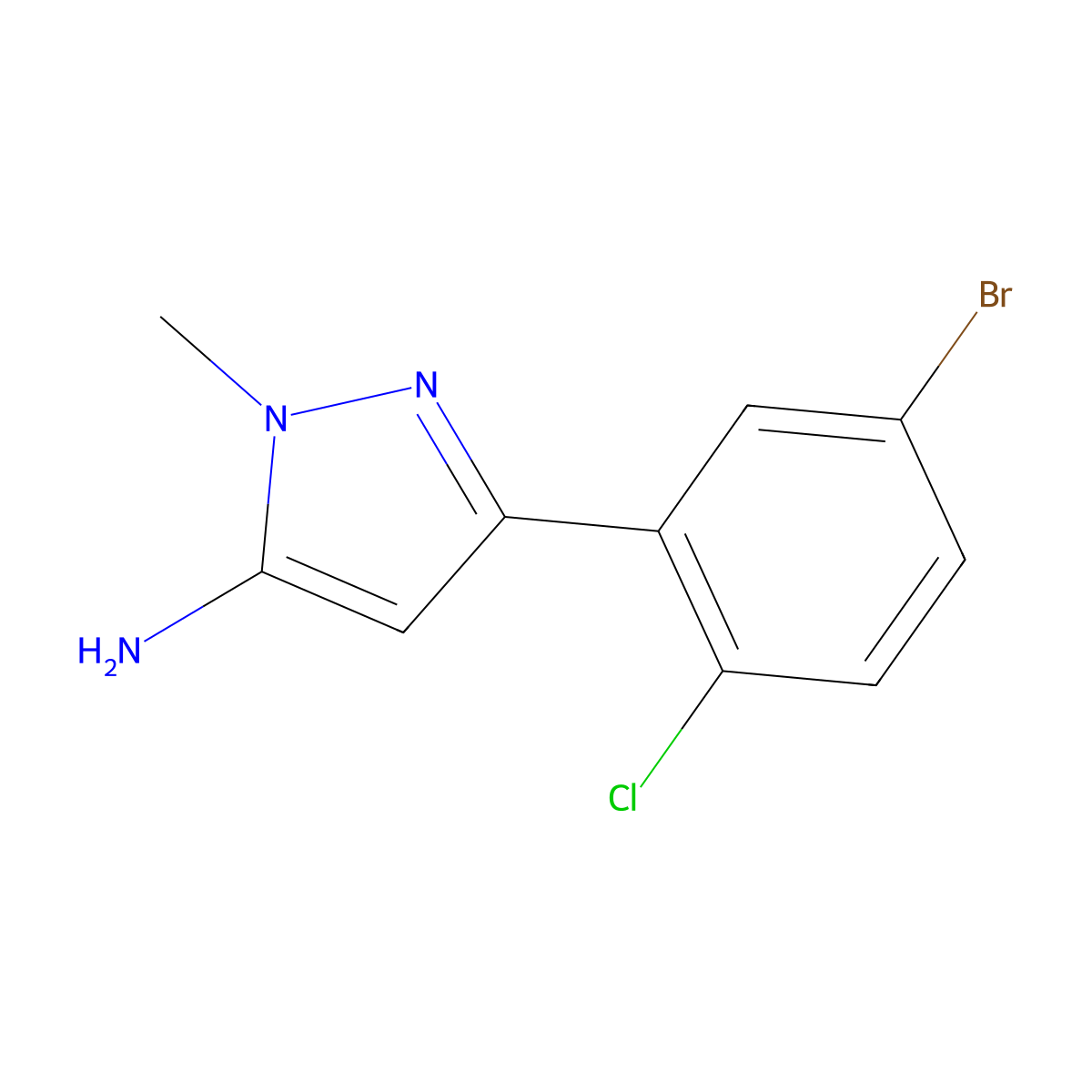 3-(5-Bromo-2-chlorophenyl)-1-methyl-1h-pyrazol-5-amine molecular structure, CAS 1153432-73-5