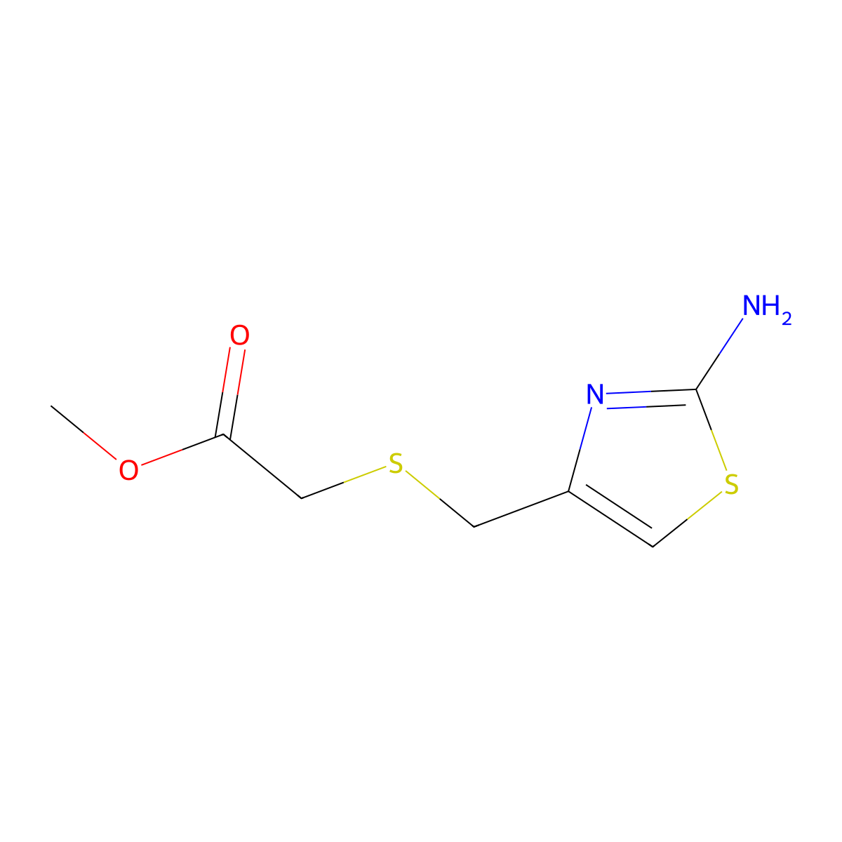 Methyl 2-(((2-aminothiazol-4-yl)methyl)thio)acetate molecular structure, CAS 1153436-63-5