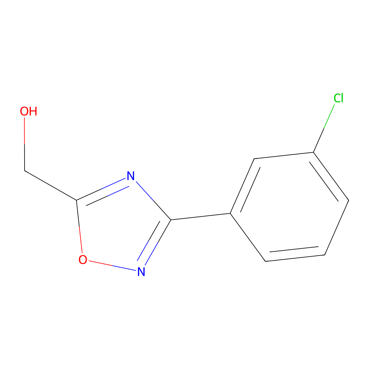 [3-(3-Chlorophenyl)-1,2,4-oxadiazol-5-yl]methanol molecular structure, CAS 1153452-00-6