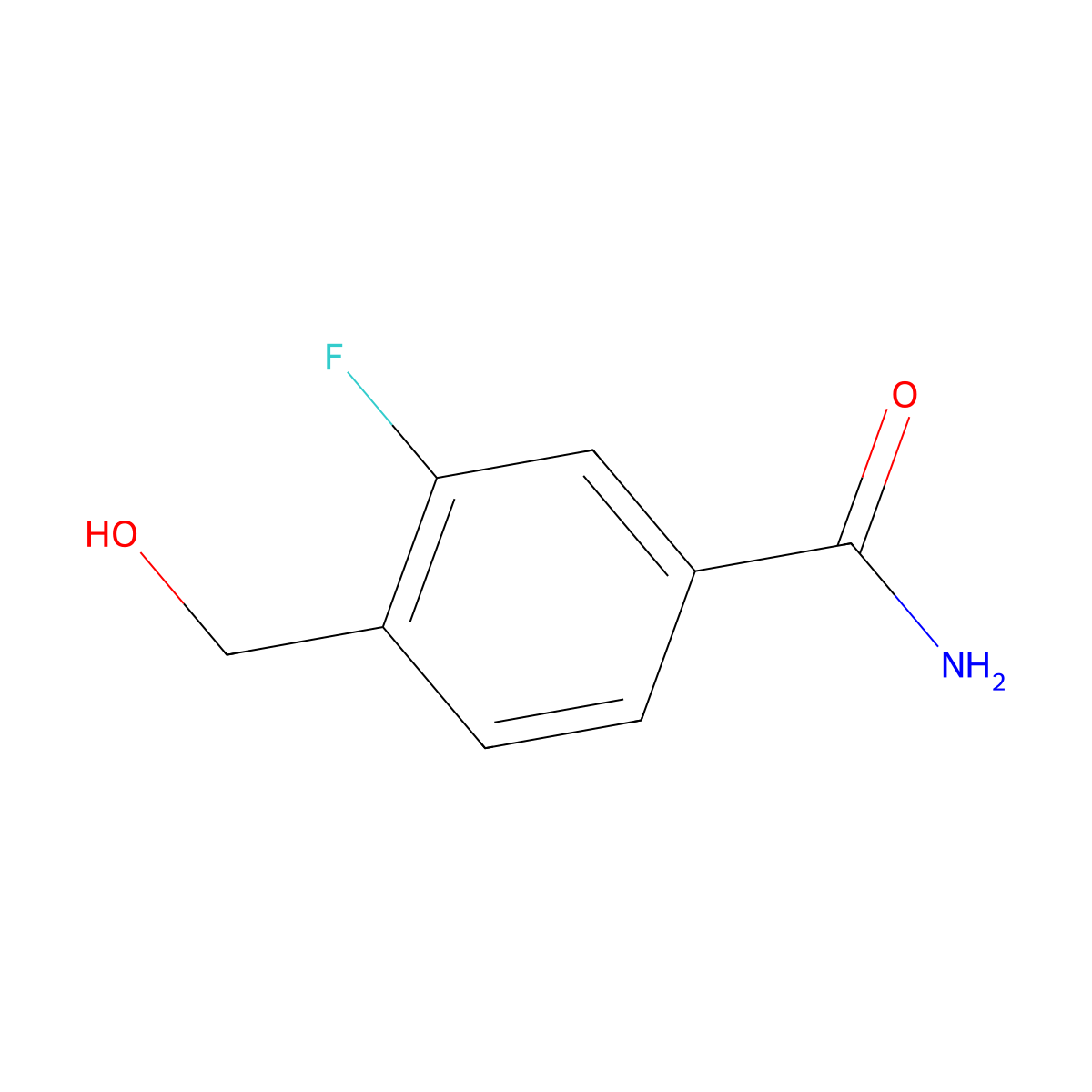 3-Fluoro-4-(hydroxymethyl)benzamide molecular structure, CAS 1153452-26-6