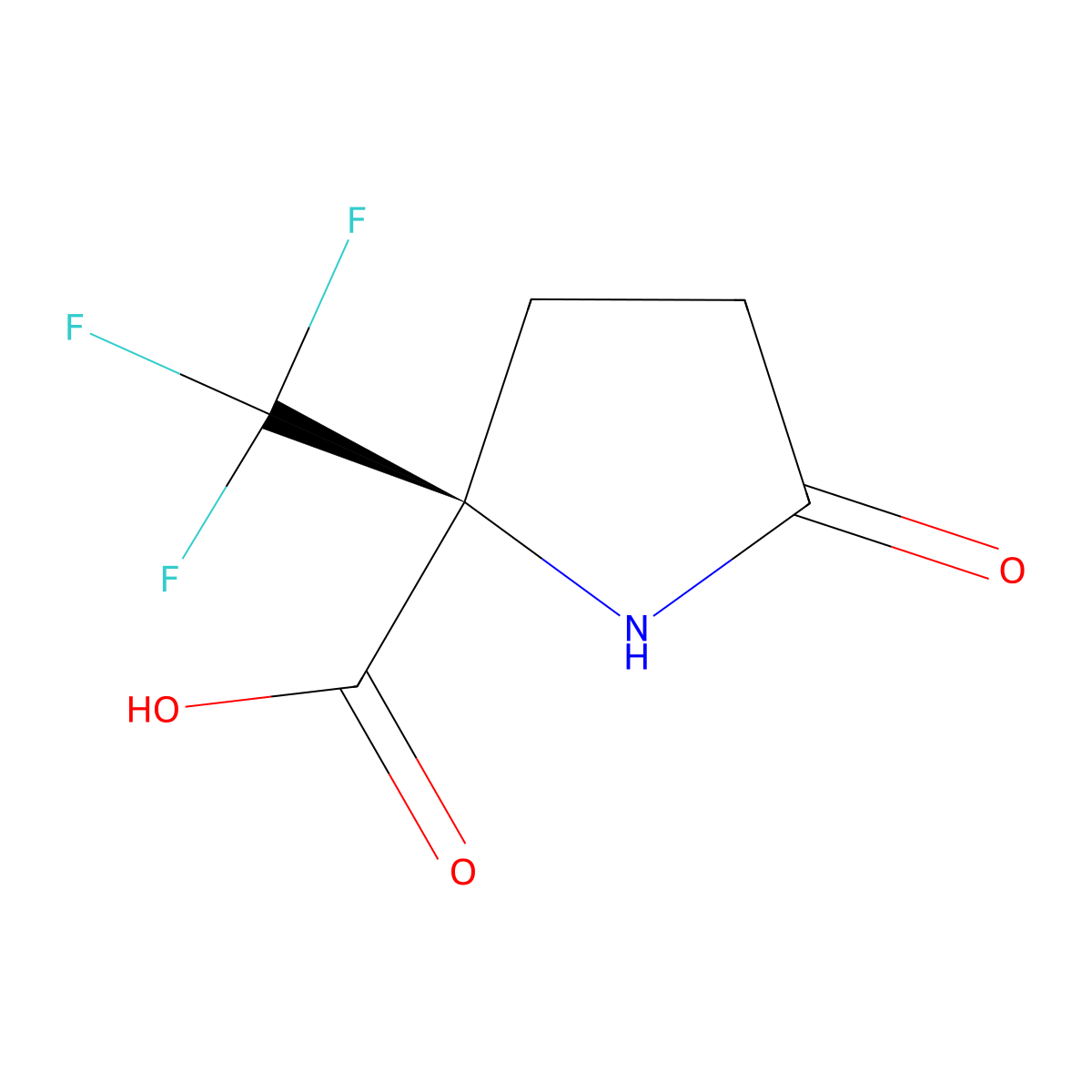(2S)-5-oxo-2-(trifluoromethyl)pyrrolidine-2-carboxylic acid molecular structure, CAS 1153474-63-5