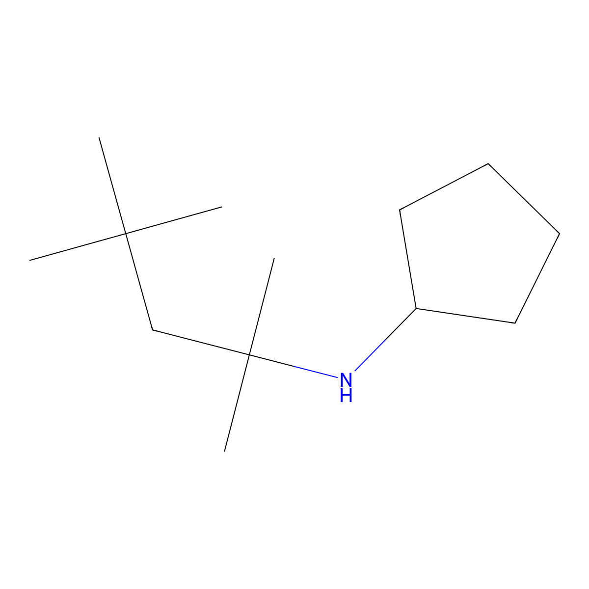 N-(2,4,4-trimethylpentan-2-yl)cyclopentanamine molecular structure, CAS 1153474-87-3