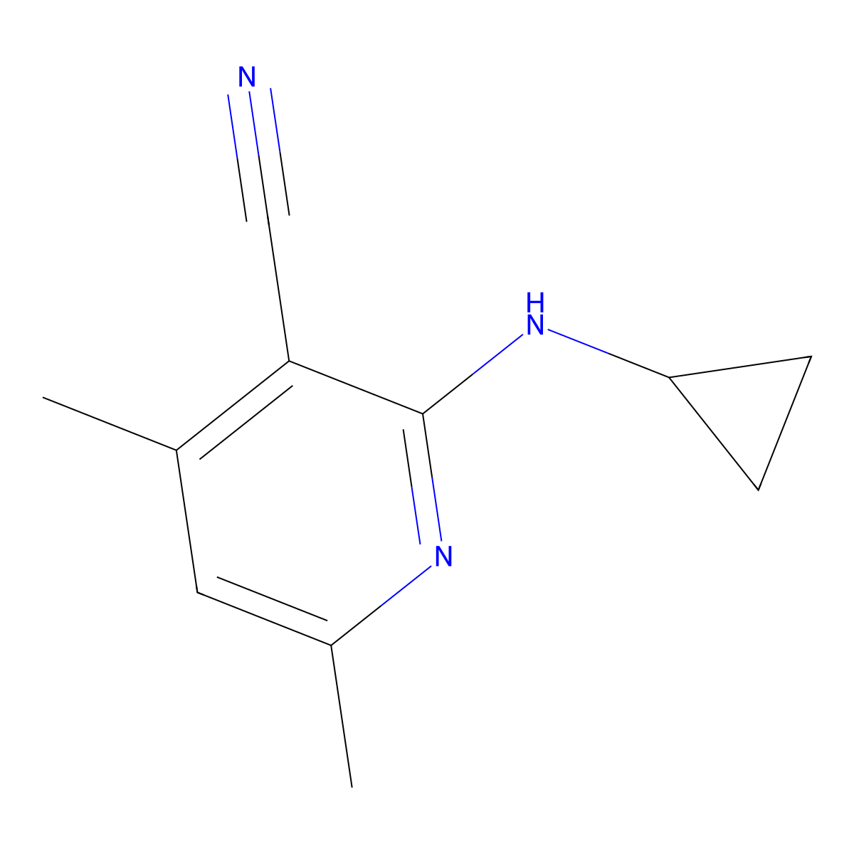 2-(Cyclopropylamino)-4,6-dimethylpyridine-3-carbonitrile molecular structure, CAS 1153508-65-6