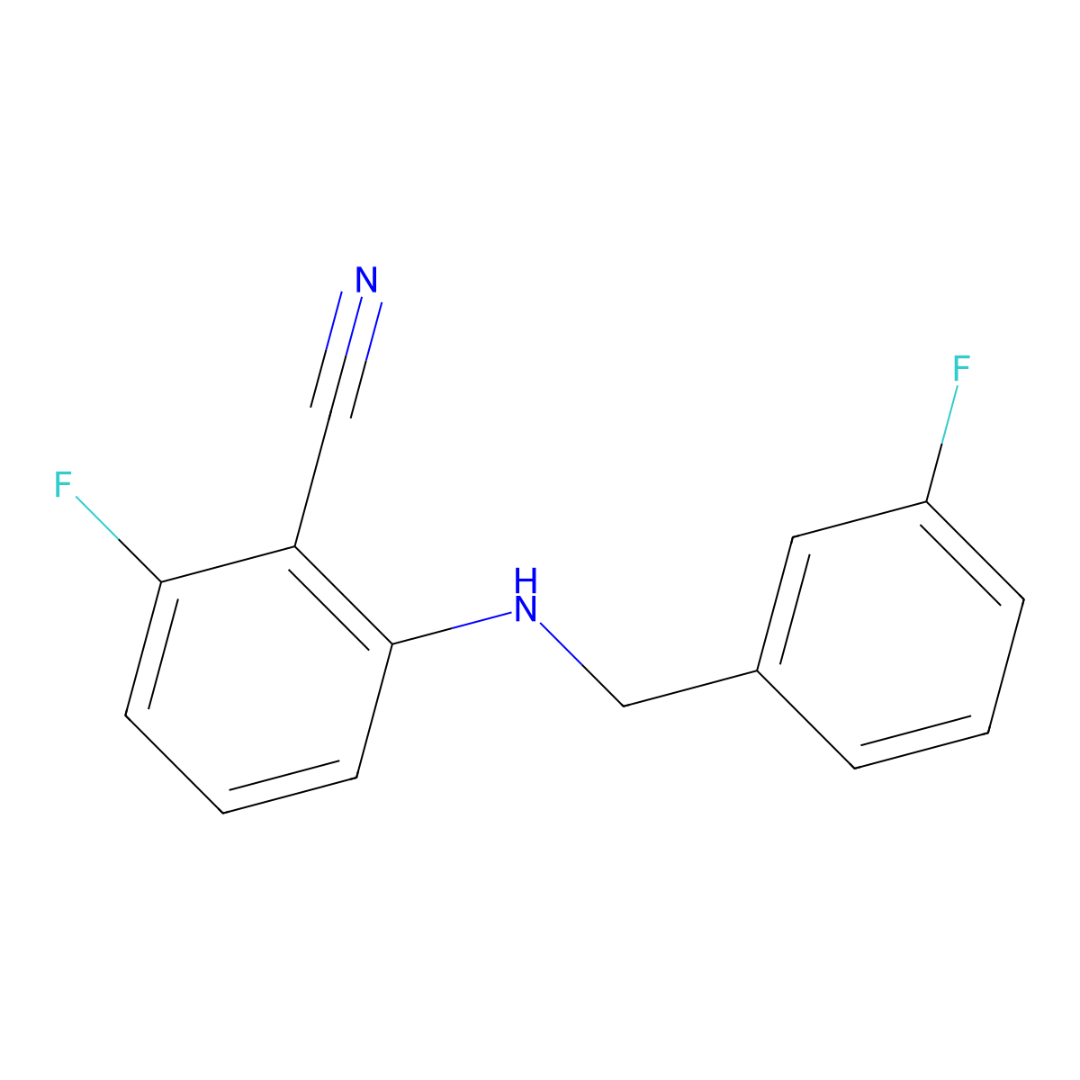 2-Fluoro-6-[(3-fluorobenzyl)amino]benzenecarbonitrile molecular structure, CAS 1153511-93-3