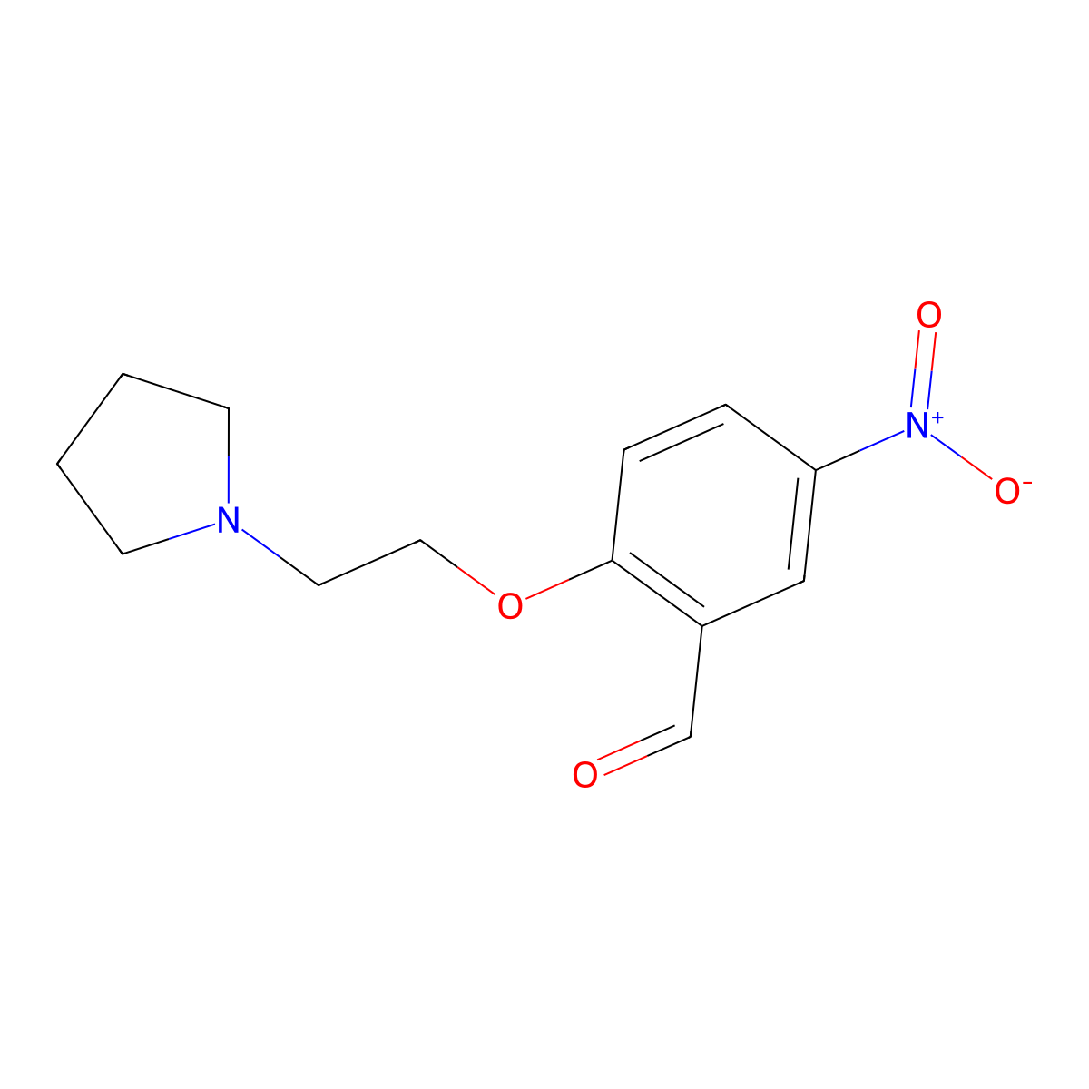 5-Nitro-2-(2-(pyrrolidin-1-yl)ethoxy)benzaldehyde molecular structure, CAS 1153521-42-6
