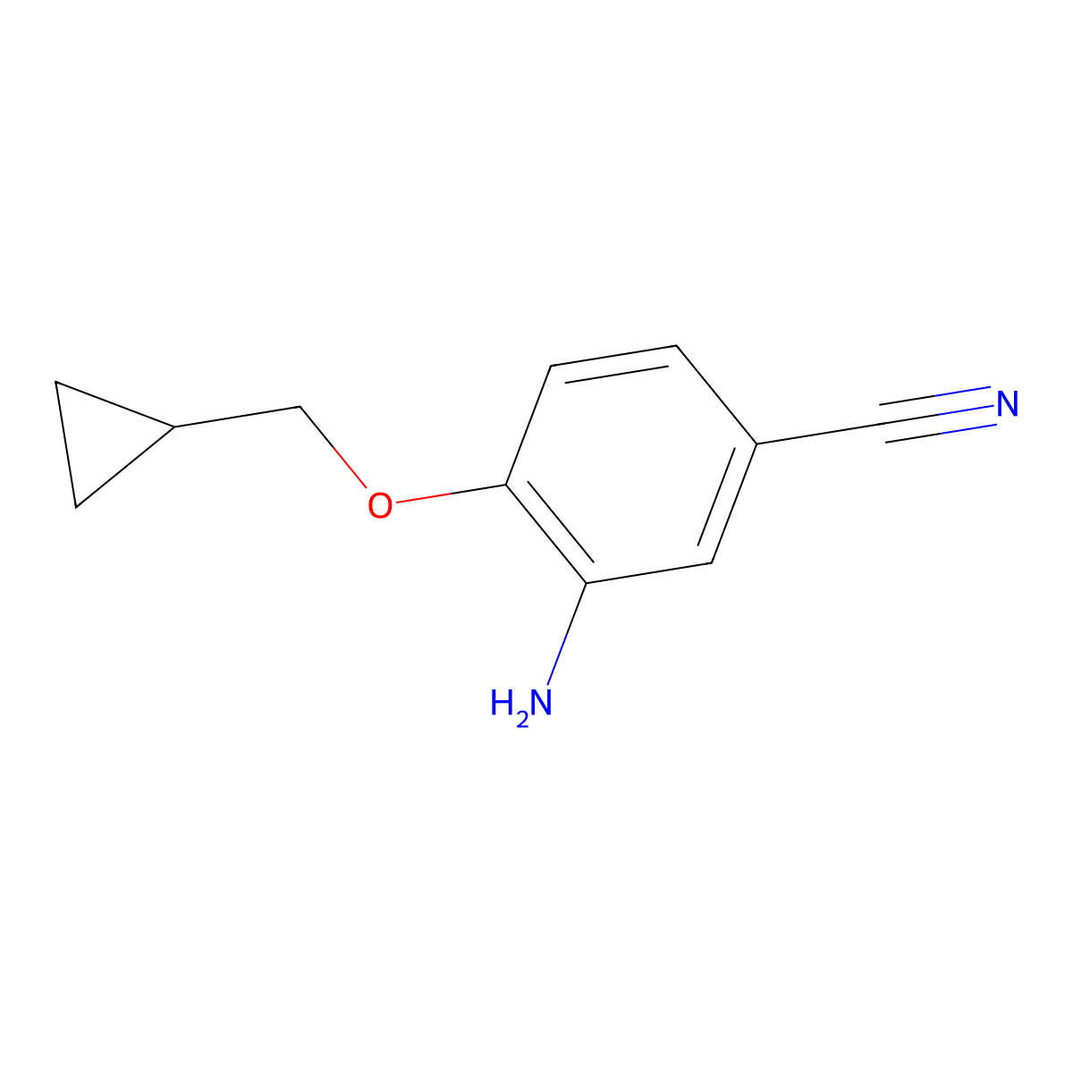 3-Amino-4-(cyclopropylmethoxy)benzonitrile molecular structure, CAS 1153525-50-8