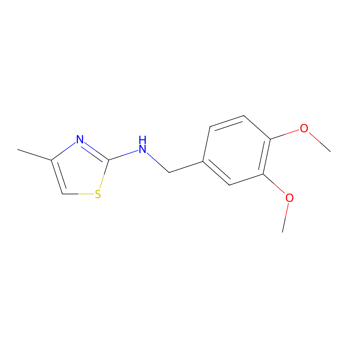 N-(3,4-dimethoxybenzyl)-4-methyl-1,3-thiazol-2-amine molecular structure, CAS 1153530-76-7