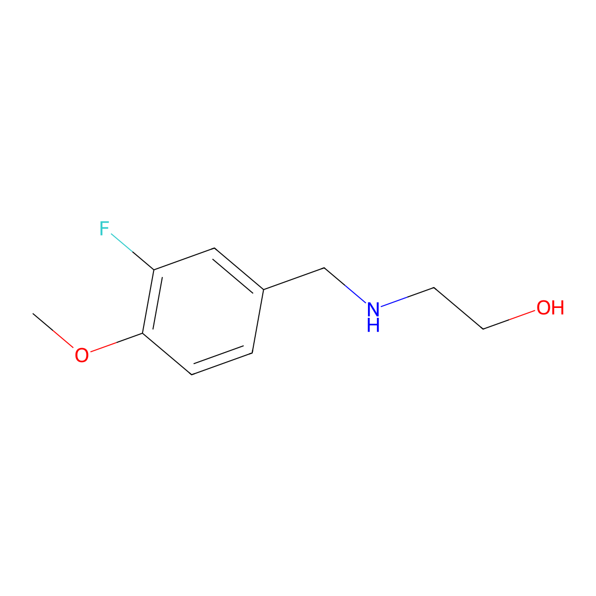 2-{[(3-Fluoro-4-methoxyphenyl)methyl]amino}ethan-1-ol molecular structure, CAS 1153553-56-0