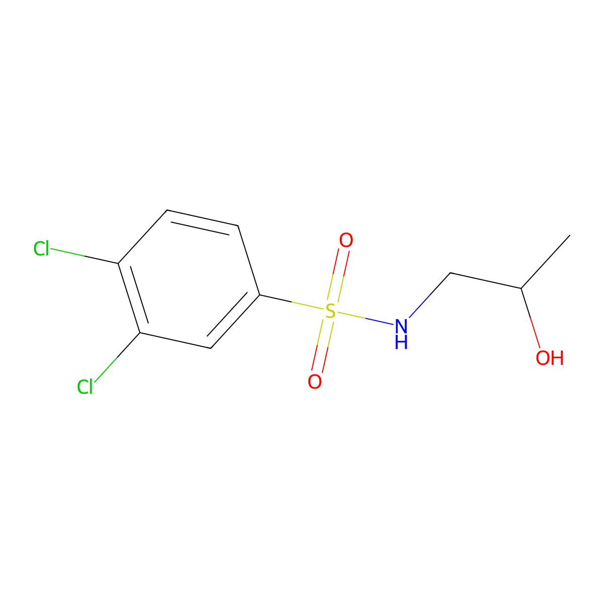3,4-dichloro-N-(2-hydroxypropyl)benzenesulfonamide molecular structure, CAS 1153554-99-4