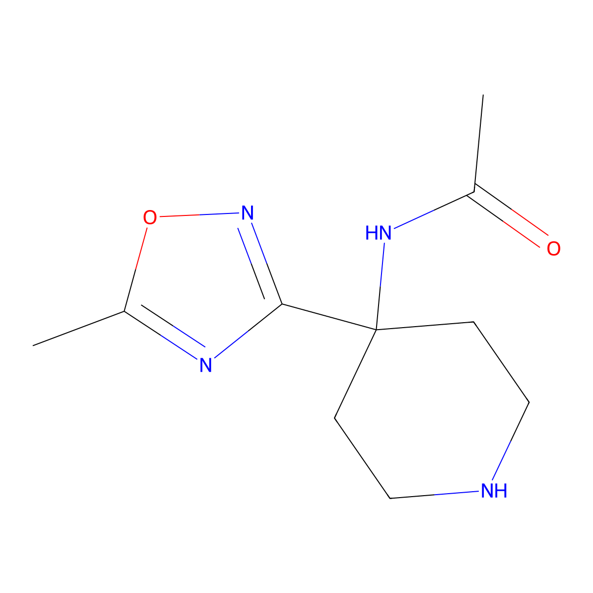 N-(4-(5-Methyl-1,2,4-oxadiazol-3-yl)piperidin-4-yl)acetamide molecular structure, CAS 1153571-30-2