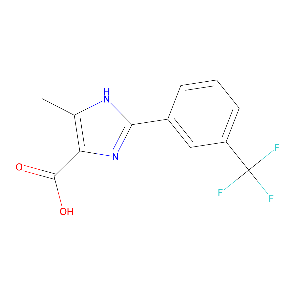 5-methyl-2-[3-(trifluoromethyl)phenyl]-1H-imidazole-4-carboxylic acid molecular structure, CAS 1153734-86-1