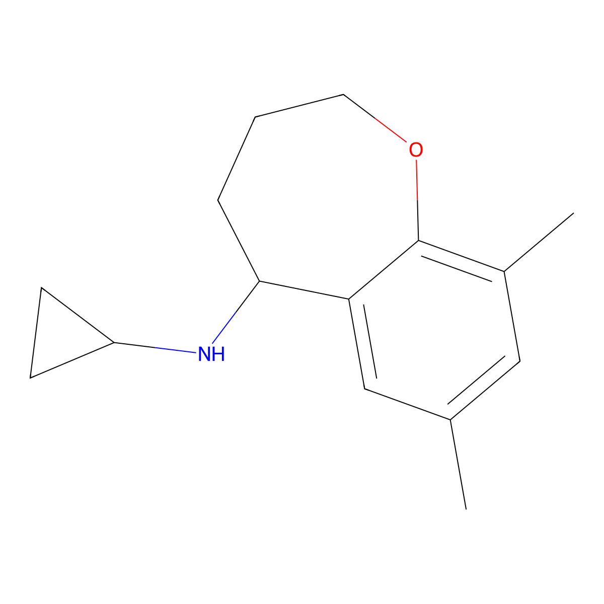 N-cyclopropyl-7,9-dimethyl-2,3,4,5-tetrahydro-1-benzoxepin-5-amine molecular structure, CAS 1153745-82-4