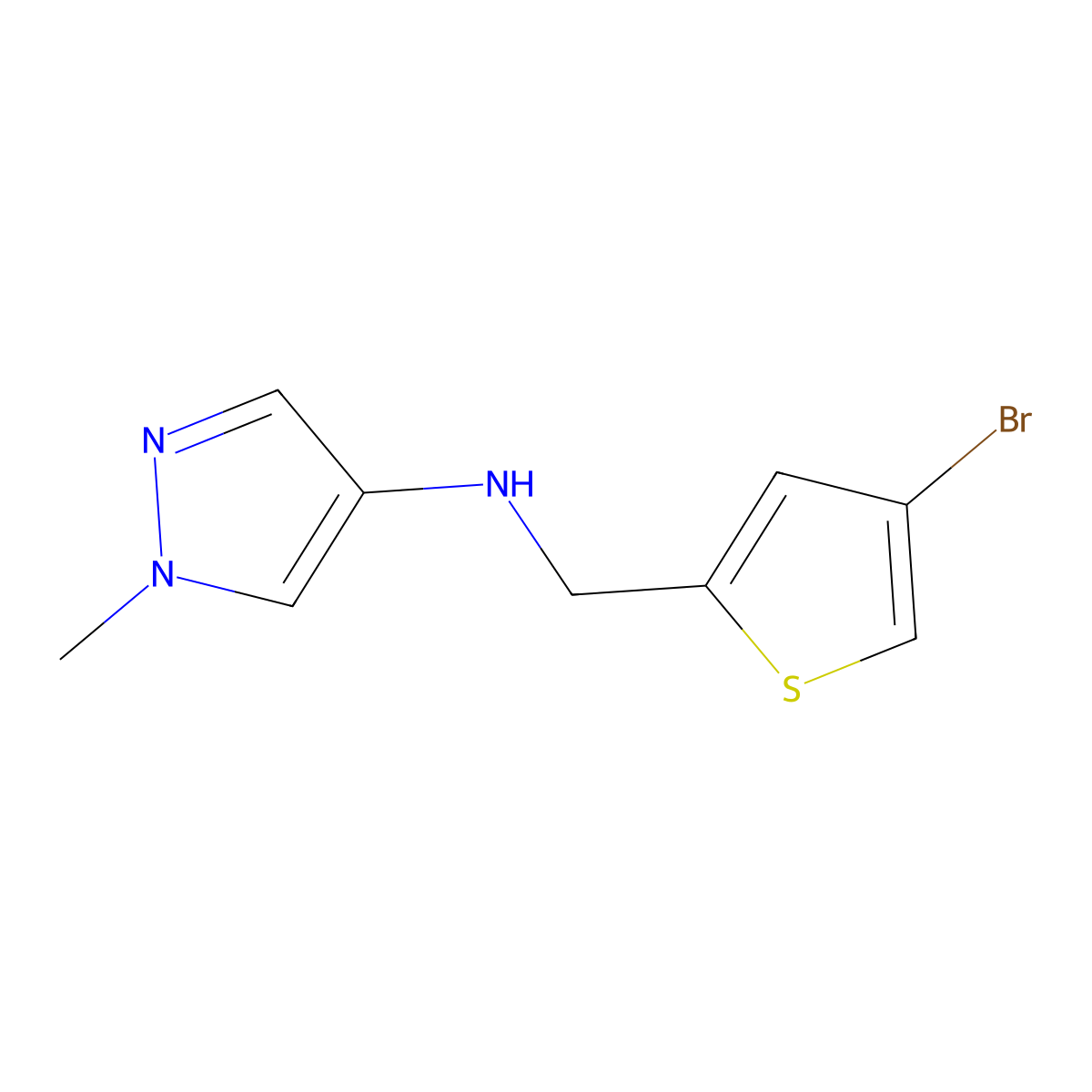 N-[(4-bromothiophen-2-yl)methyl]-1-methyl-1H-pyrazol-4-amine molecular structure, CAS 1153747-35-3