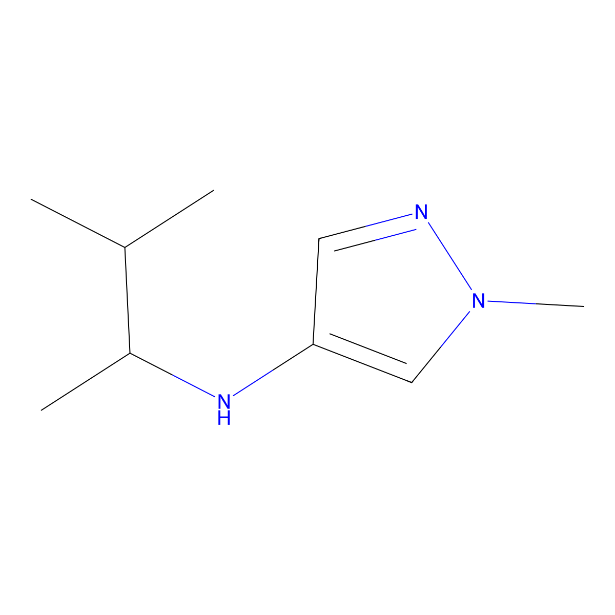 1-methyl-N-(3-methylbutan-2-yl)-1H-pyrazol-4-amine molecular structure, CAS 1153749-45-1