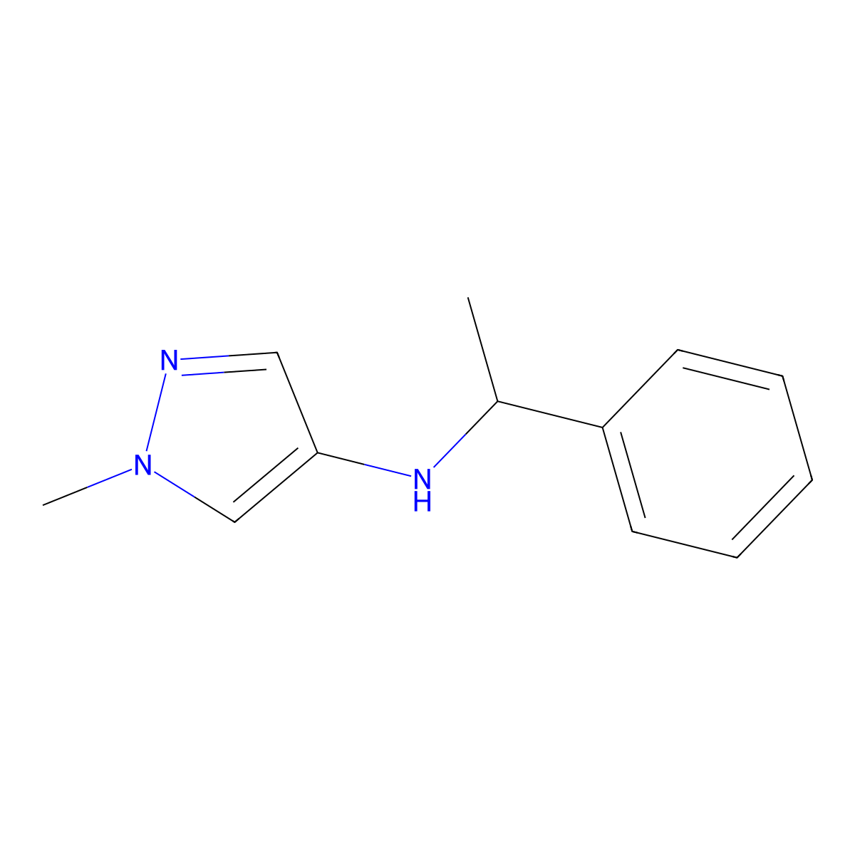 1-Methyl-N-(1-phenylethyl)-1H-pyrazol-4-amine molecular structure, CAS 1153751-01-9