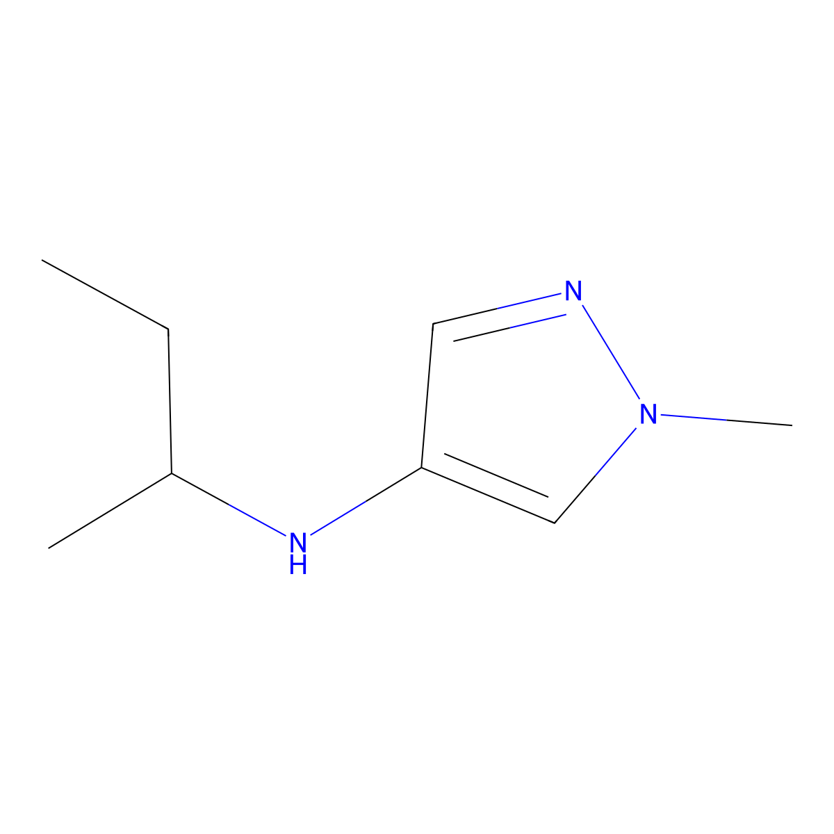 N-(butan-2-yl)-1-methyl-1H-pyrazol-4-amine molecular structure, CAS 1153751-51-9