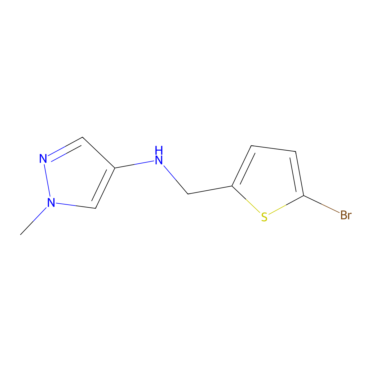 N-[(5-bromothiophen-2-yl)methyl]-1-methyl-1H-pyrazol-4-amine molecular structure, CAS 1153751-57-5