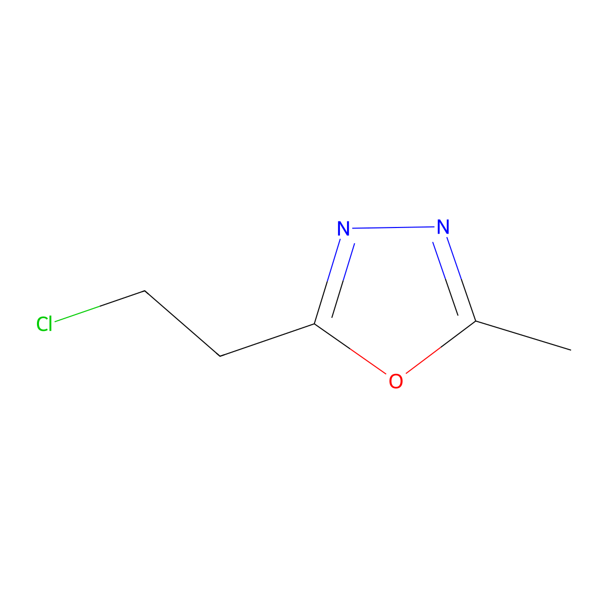 2-(2-Chloroethyl)-5-methyl-1,3,4-oxadiazole molecular structure, CAS 1153752-17-0