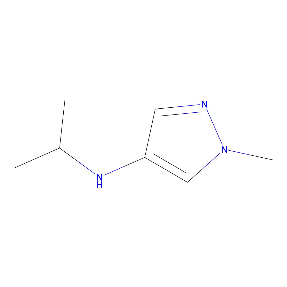 1-methyl-N-(propan-2-yl)-1H-pyrazol-4-amine molecular structure, CAS 1153754-24-5