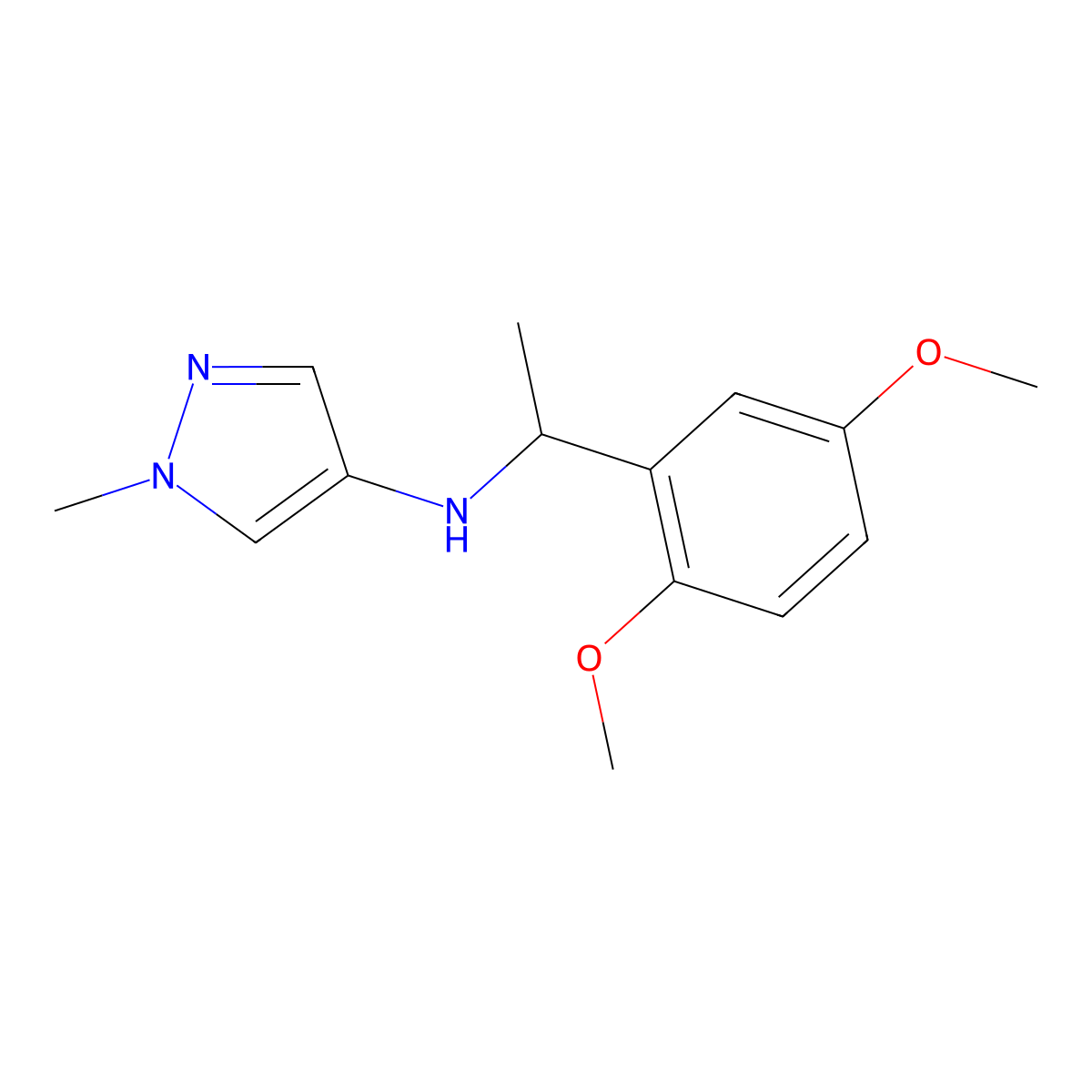 N-[1-(2,5-dimethoxyphenyl)ethyl]-1-methyl-1H-pyrazol-4-amine molecular structure, CAS 1153754-43-8