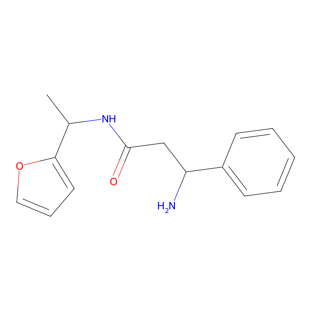 3-amino-N-[1-(furan-2-yl)ethyl]-3-phenylpropanamide molecular structure, CAS 1153757-20-0