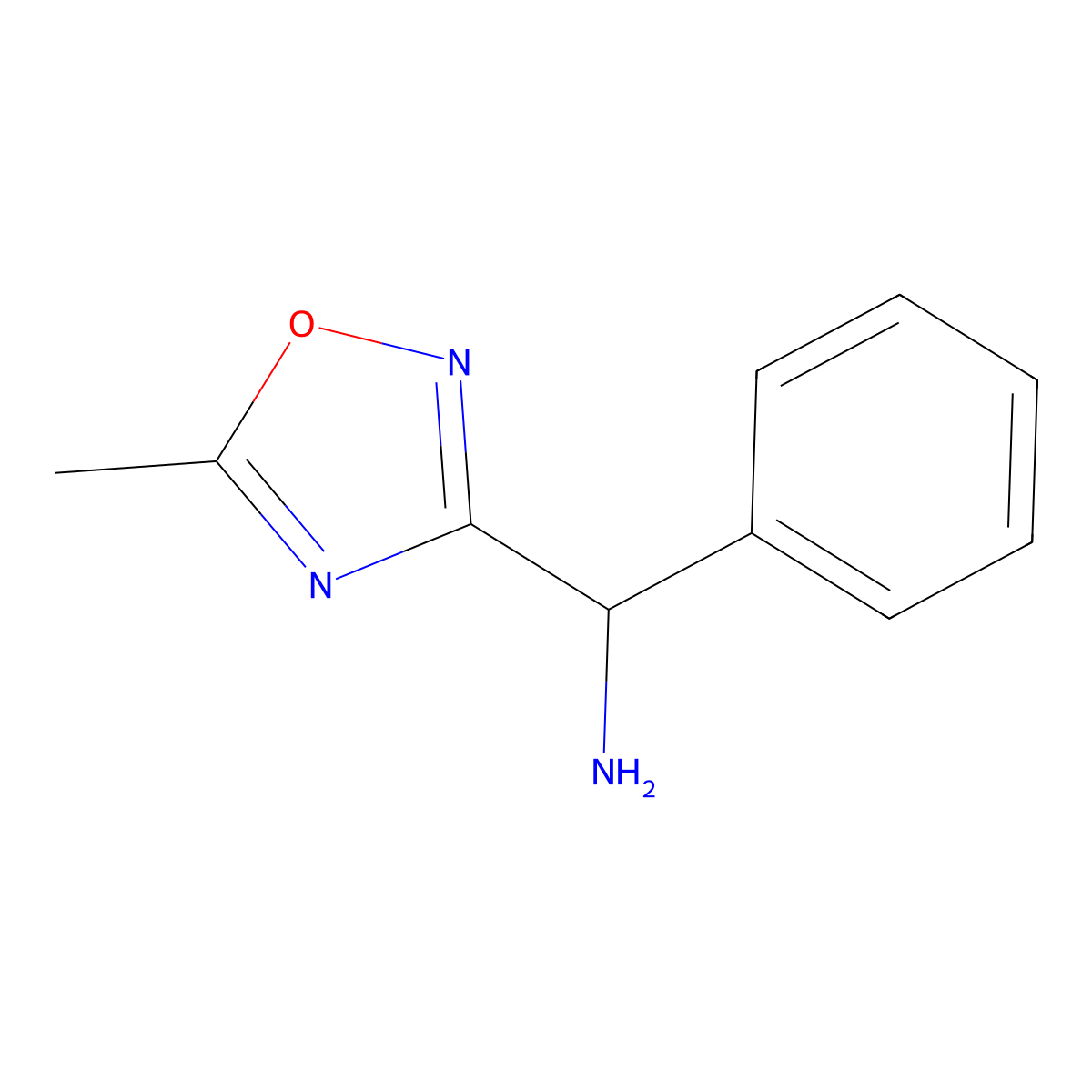 (5-Methyl-1,2,4-oxadiazol-3-yl)(phenyl)methanamine molecular structure, CAS 1153758-91-8