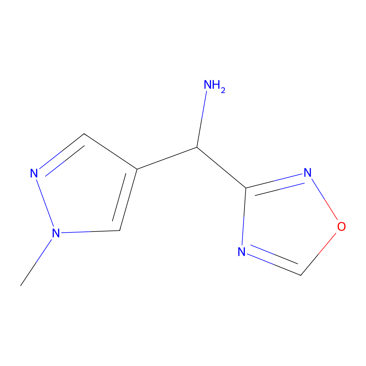 (1-methyl-1H-pyrazol-4-yl)(1,2,4-oxadiazol-3-yl)methanamine molecular structure, CAS 1153761-85-3